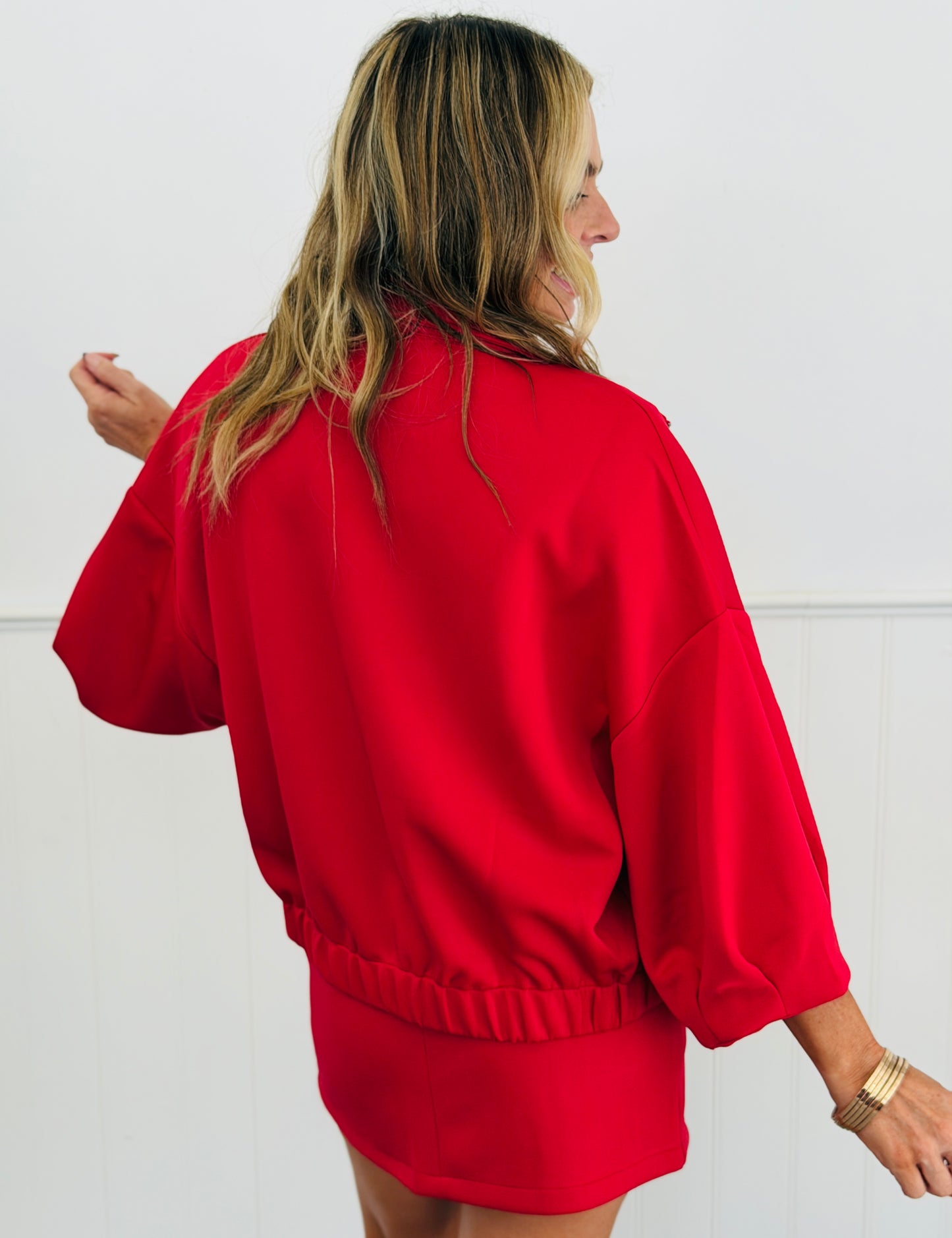 Red Zip Up Jacket & Mini Skort Set (Reg.)