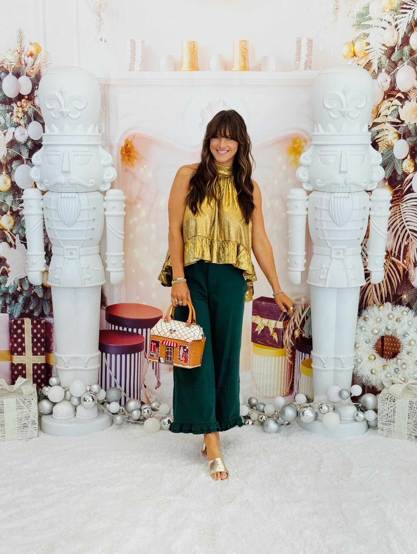 Gold Halter Neck Sleeveless Blouse (Reg.)