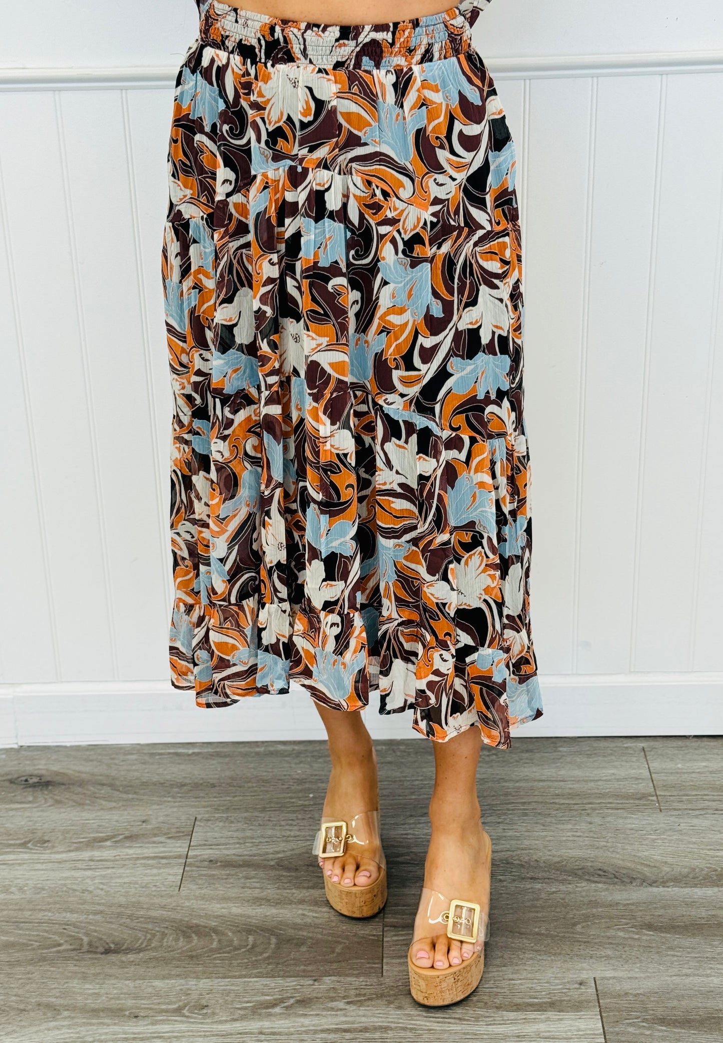 Black Multi Off Shoulder Top & Maxi Skirt Set (Reg.)