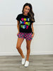 Pink/Green Checkered Print Pull On Shorts (Reg & Plus)