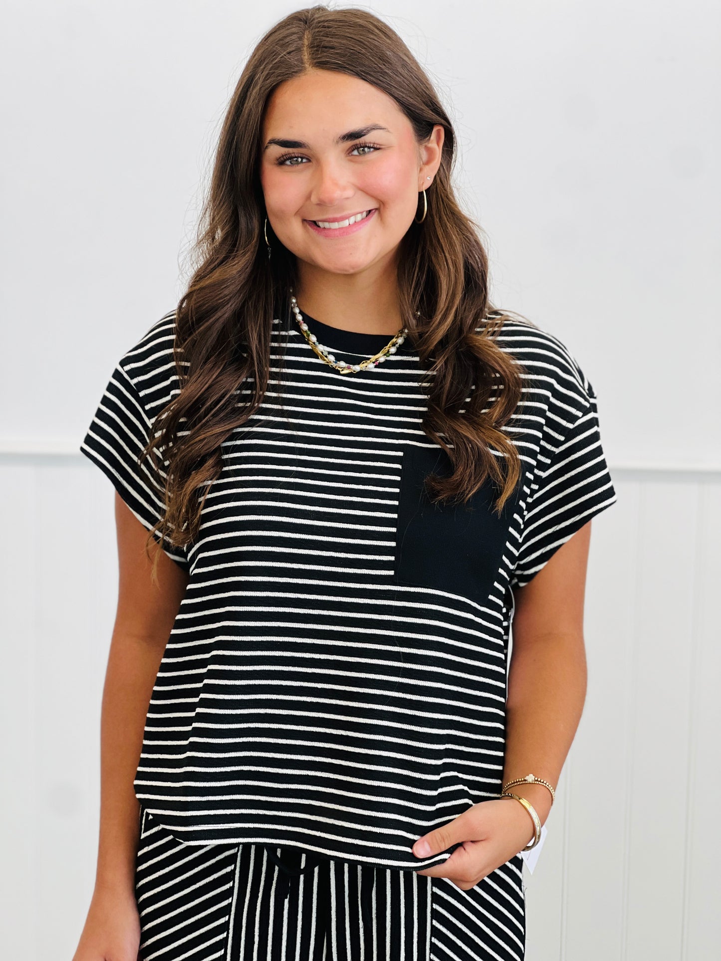 Striped Mineral Washed Short Sleeve Top (Reg.) - 2 Colors