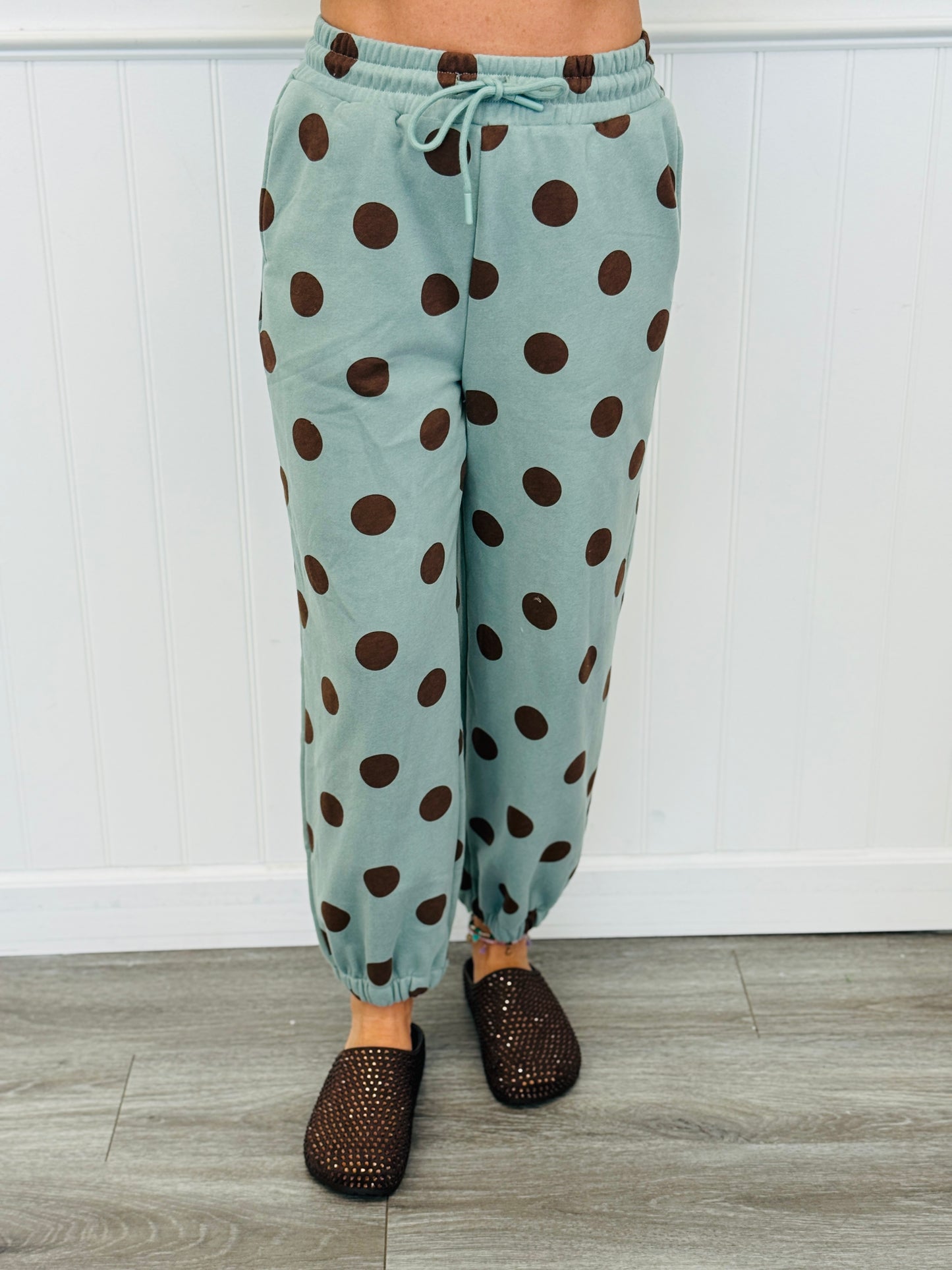 Sage/Brown Polka Dot Jogger Sweatpants (Reg.)