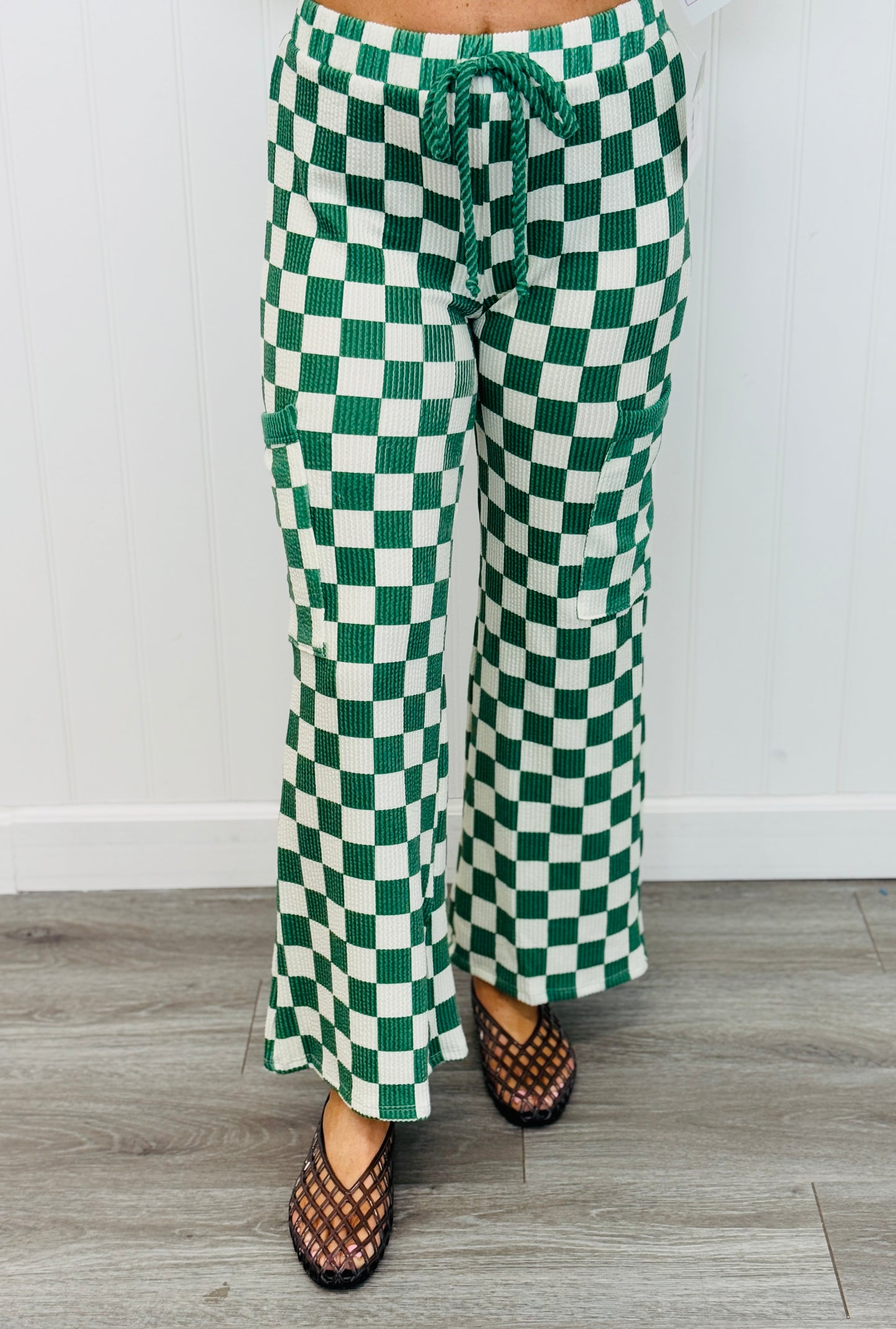 Checkerboard Drawstring Waist Pants (Reg & Plus)-3 Colors