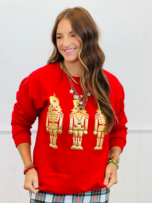 Red Metallic Nutcracker Sweatshirt (Reg. and Plus)