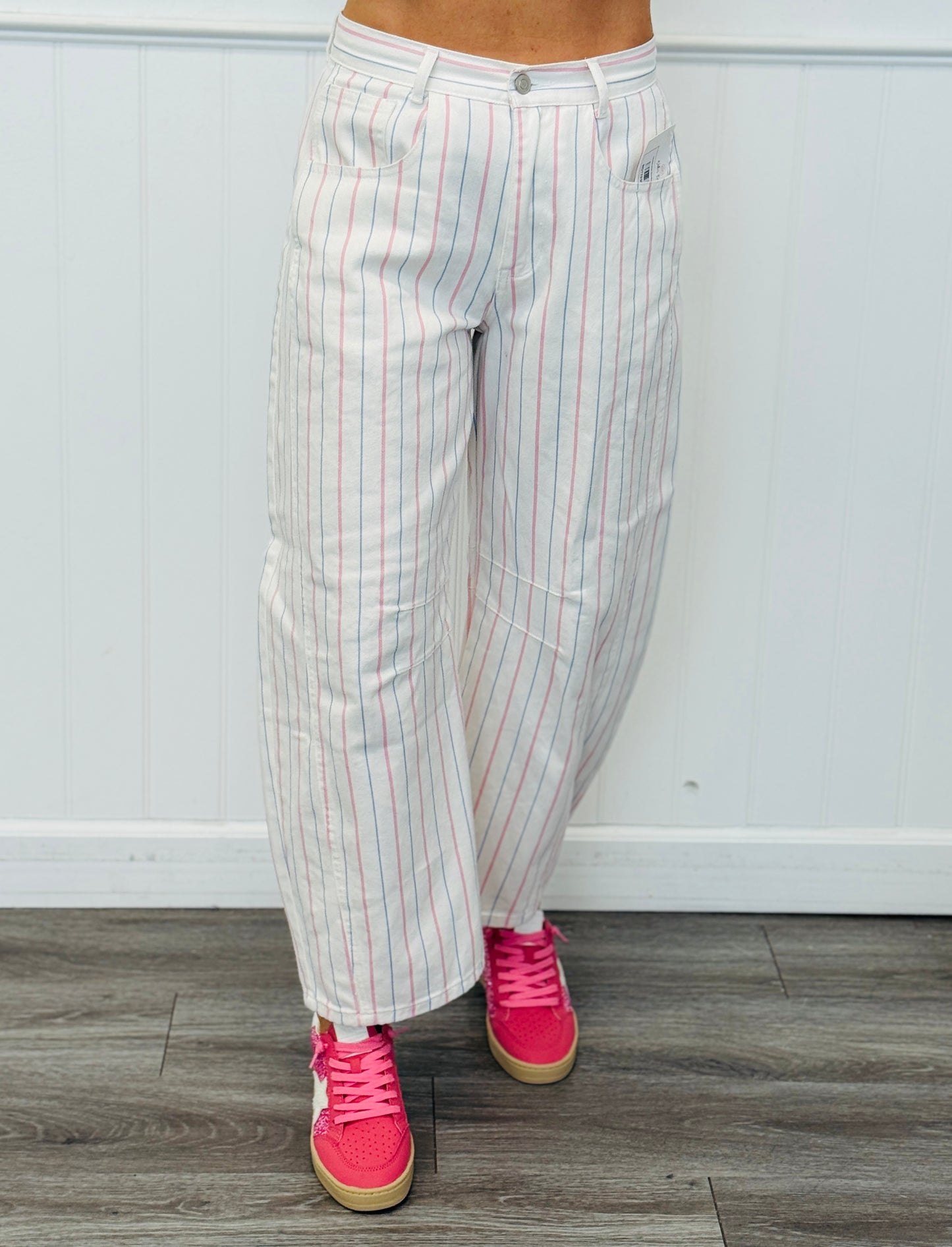 Pink/Blue Stripe Back Buckle Pants (Reg.)