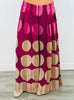 Burgundy Mix Giant Dots Wide Leg Pants (Reg. and Plus)