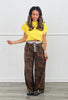 Brown Leopard Lace Up Pants (Reg & Plus)
