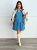 Denim Quilted Mini Dress (Reg)