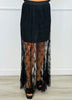 Black Lace Pearl Button Down Top & Maxi Skirt (Reg.)