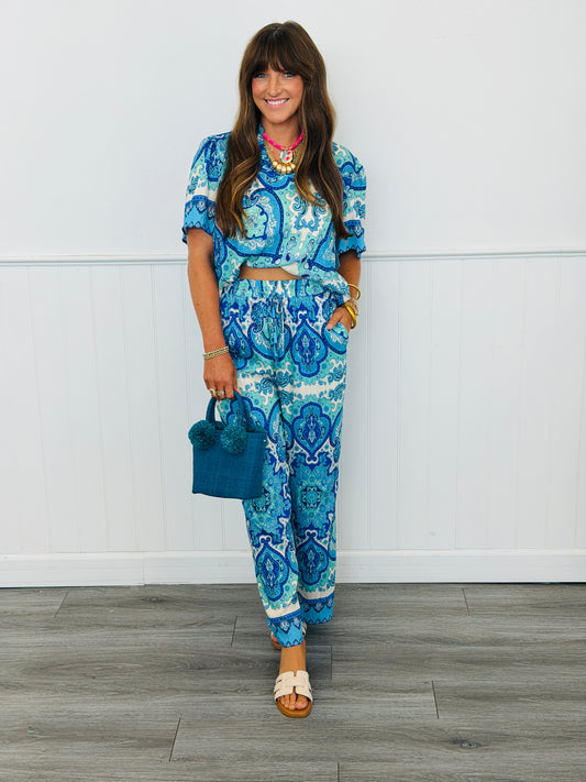 Blue Mix Print Pants (Reg.)