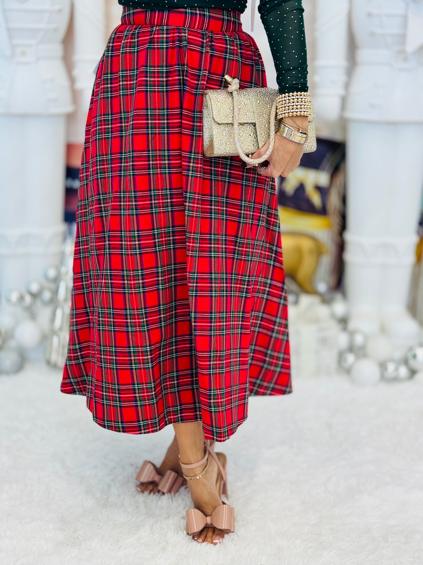 Plaid Perfection Midi Skirt (Reg.)-2 Colors