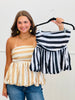 Striped Bubble Hem Babydoll Tube Top (Reg & Plus)-2 Colors