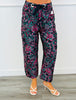 Navy Floral Jacquard Barrel Jeans (Reg.)