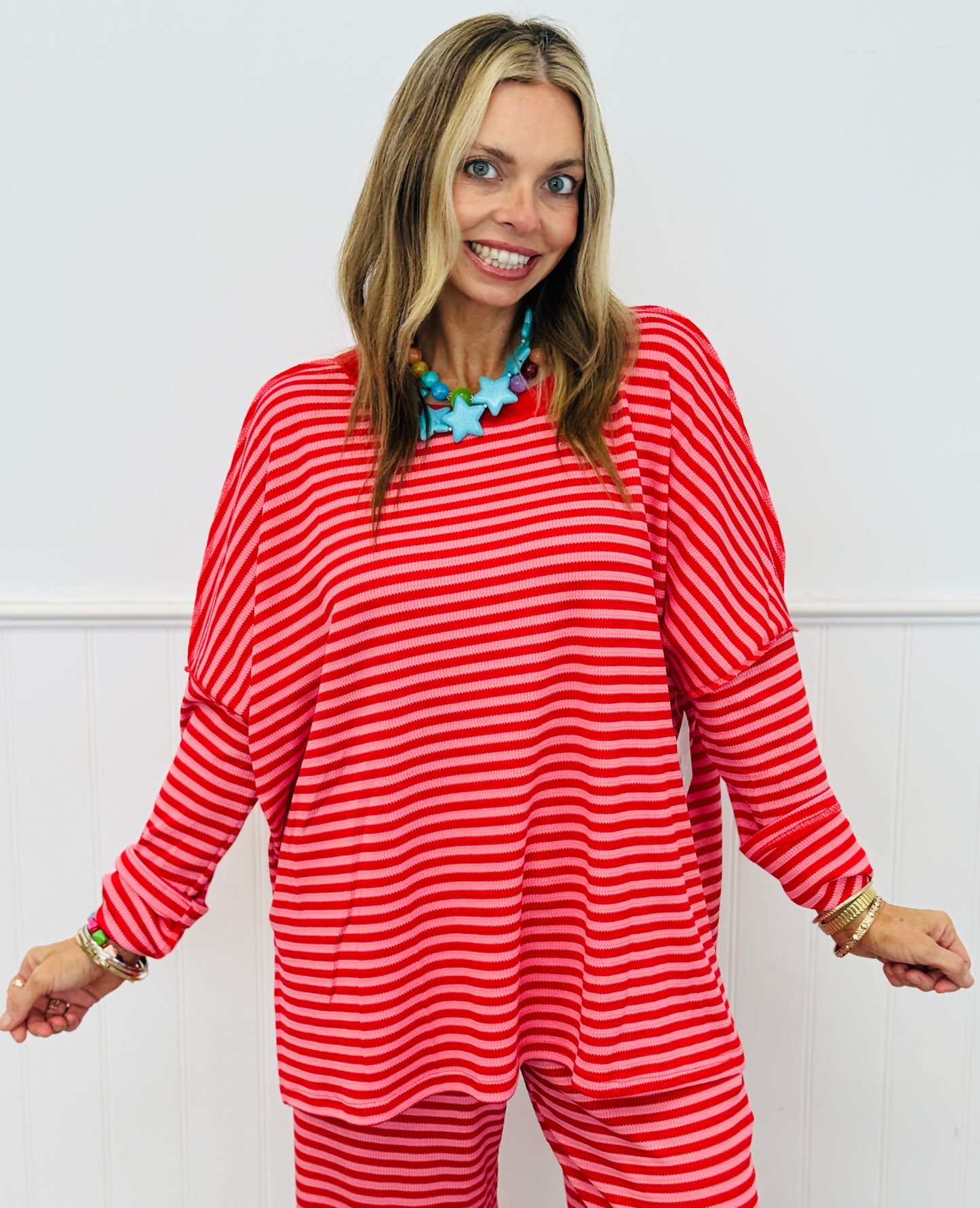 Cozy Striped Lounge Top (Reg & Plus) - 6 Colors