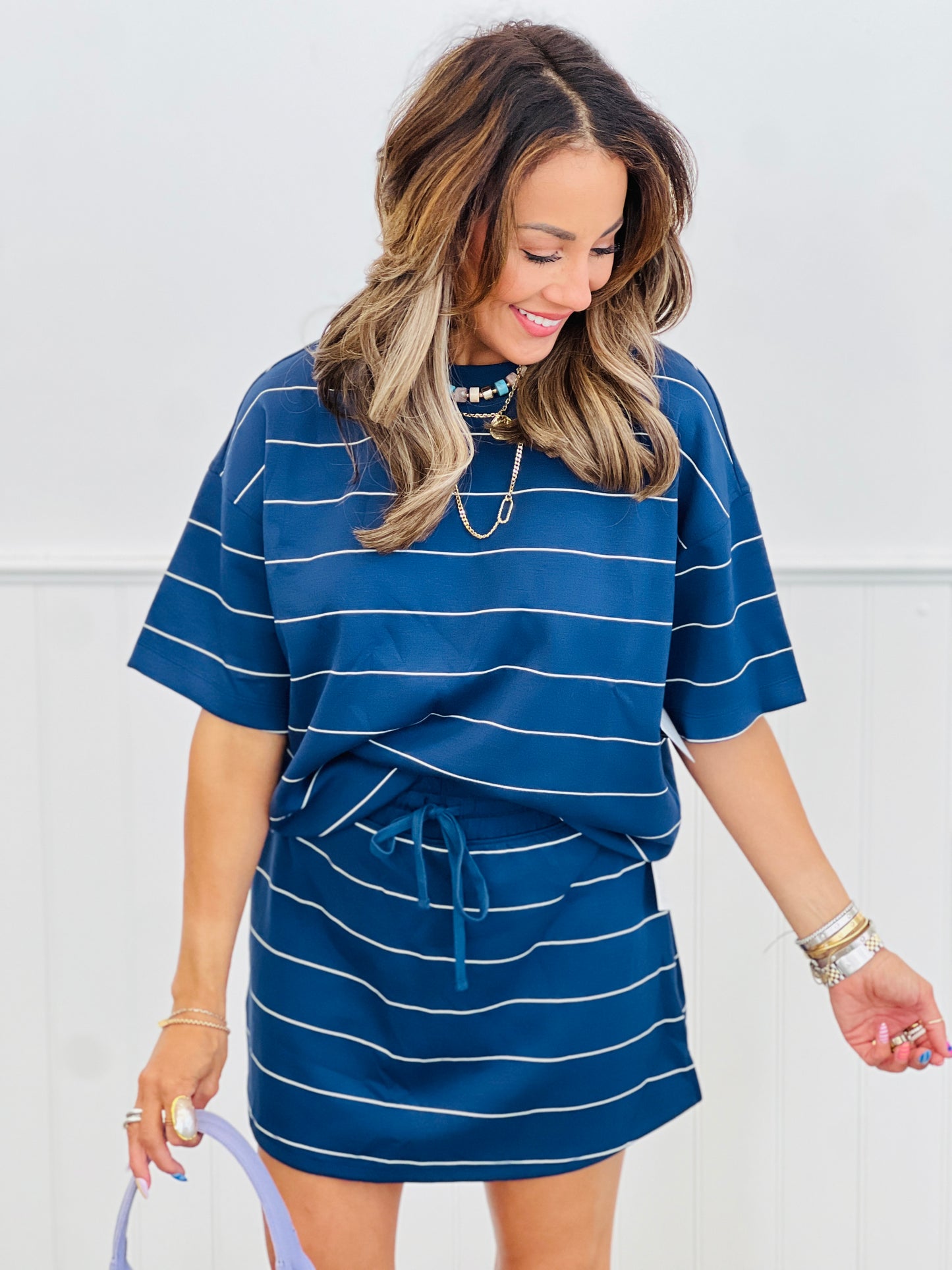 Striped Active Mini Skort (Reg & Plus)-2 Colors