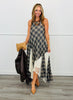 Navy Plaid Layered Lace Midi Dress (Reg & Plus)