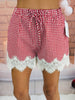 Gingham Merry Everything Lace Hem Shorts (Reg.) - 2 Colors