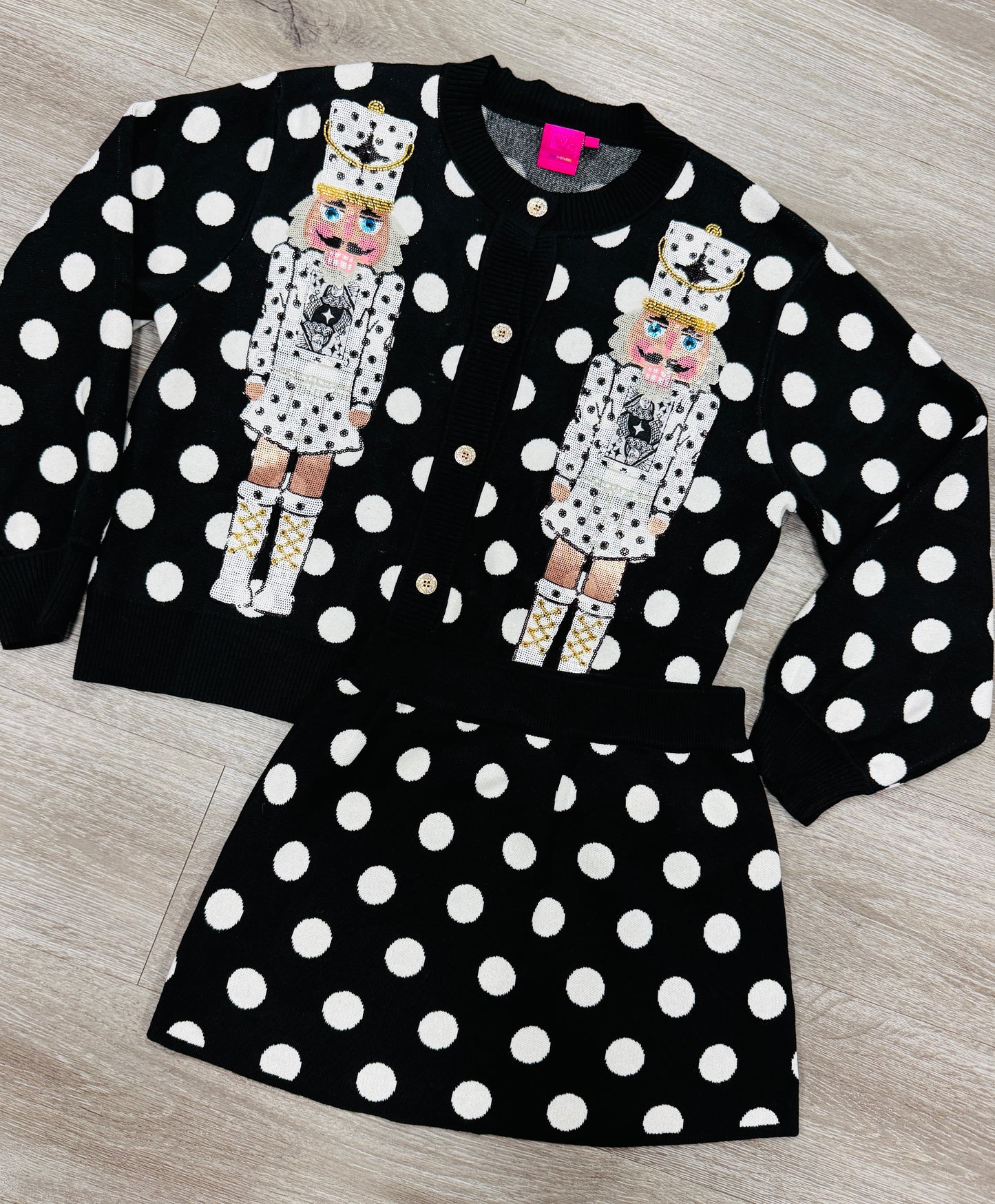 Queen Of Sparkles Black & White Polka Dot Nutcracker Cardigan (Reg. and Plus)
