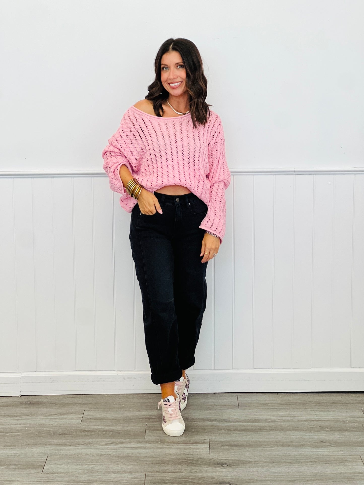 POL Open Weave Pullover Sweater Top (Reg.)-2 Colors