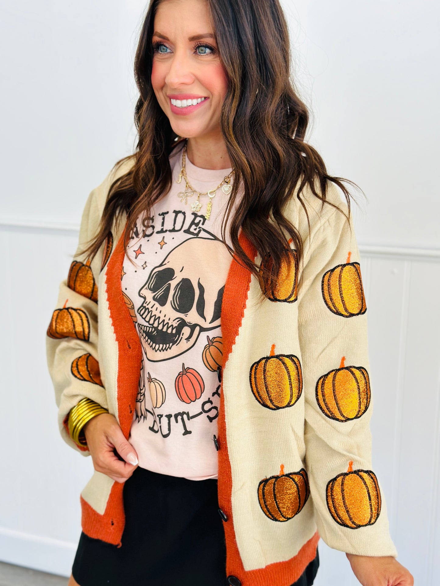 Glitter Pumpkin Cardigan (Reg. & Plus)