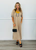 Taupe Contrast Check Plaid Midi Dress (Reg.)