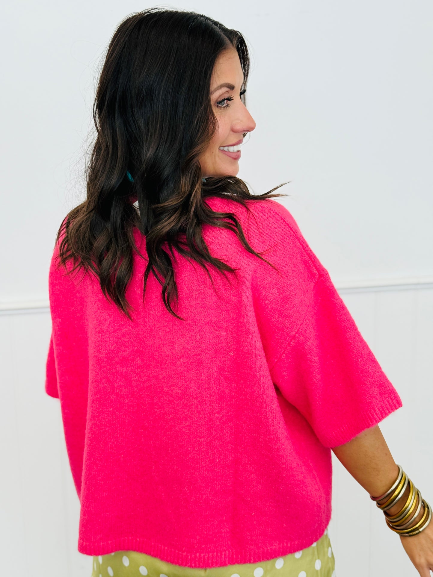 One Button Short Sleeve Cardigan (Reg.) - 3 Colors