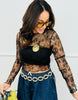 Black Floral Mesh Long Sleeve Top (Reg.)