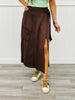 Ash Brown Belted Cargo Wrap Midi Skirt (Reg. and Plus)