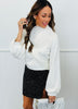 White Sash Detail Back Zipper Blouse (Reg.)