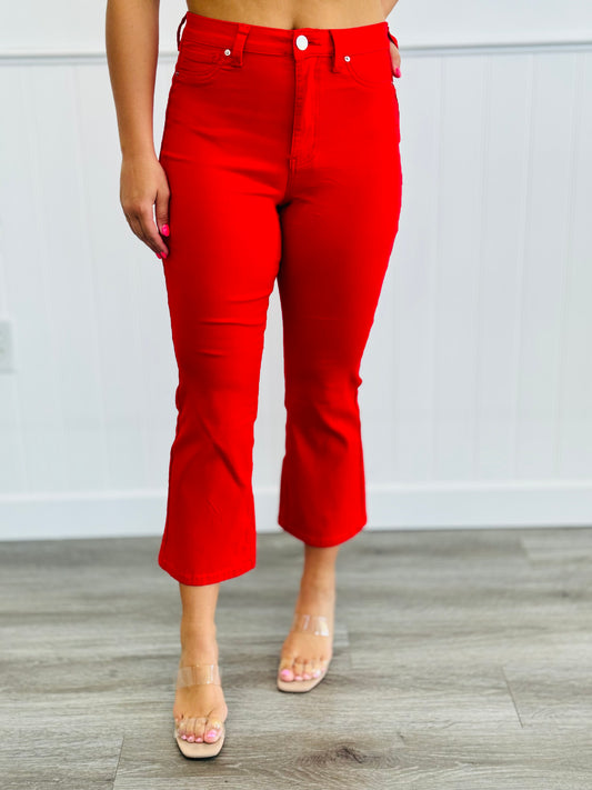 Ruby Red Hyper-Stretch Crop Jeans (Reg & Plus)