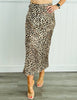 Leopard Beige Satin Slip Midi Skirt (Reg.)