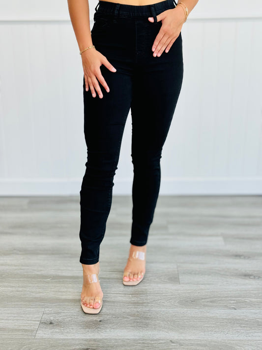 Judy Blue Easy Does It Black Pull On Skinny Jeans (Reg. & Plus)