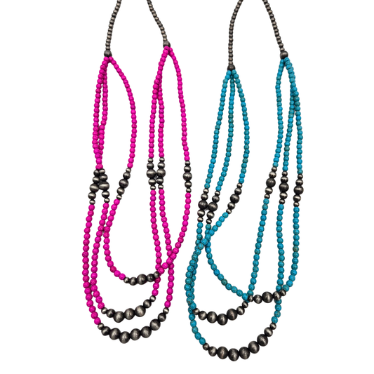 Navajo Pearl and Bead Layered Necklace (2 colors)