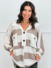 Taupe Striped Brushed Knit Henley Top (Reg.)