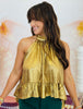 Gold Halter Neck Sleeveless Blouse (Reg.)
