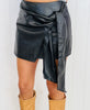 Black Faux Leather Wrap Mini Skort (Reg.)