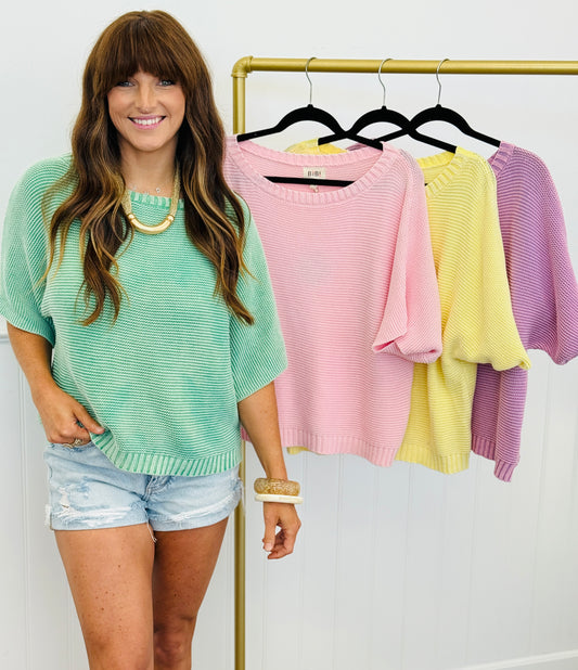 Washed Knit Dolman Sleeve Top (Reg.) - 4 Colors