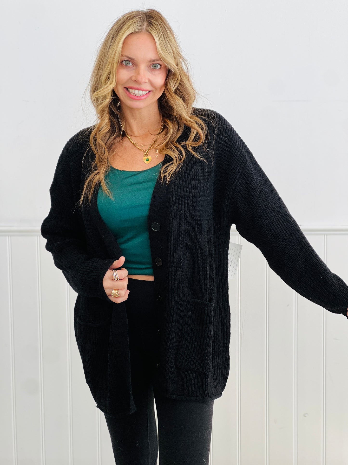 Black Oversized Button Up Cardigan (Reg. and Plus)