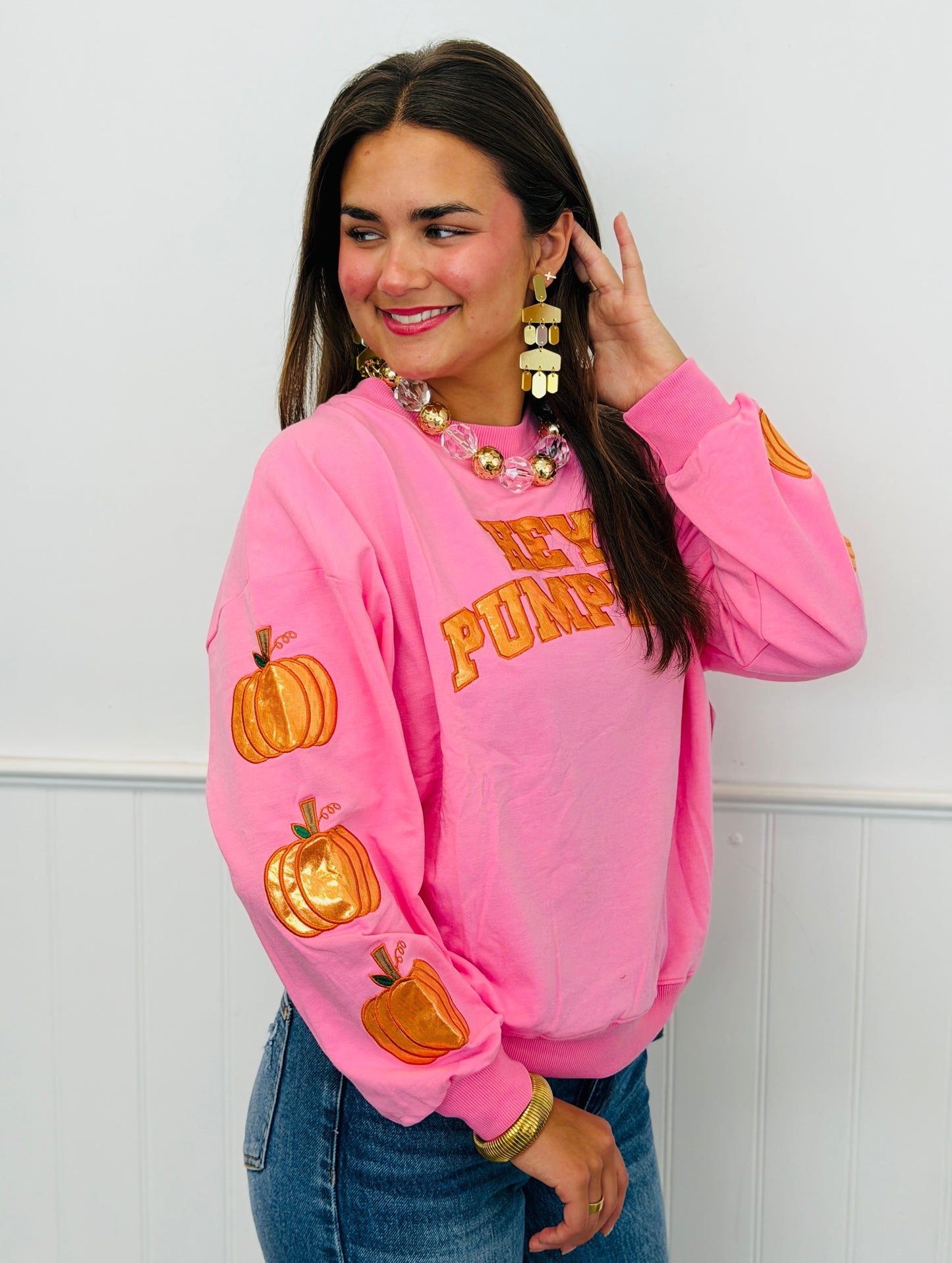 Pink Hey Pumpkin LS Top (Reg. and Plus)