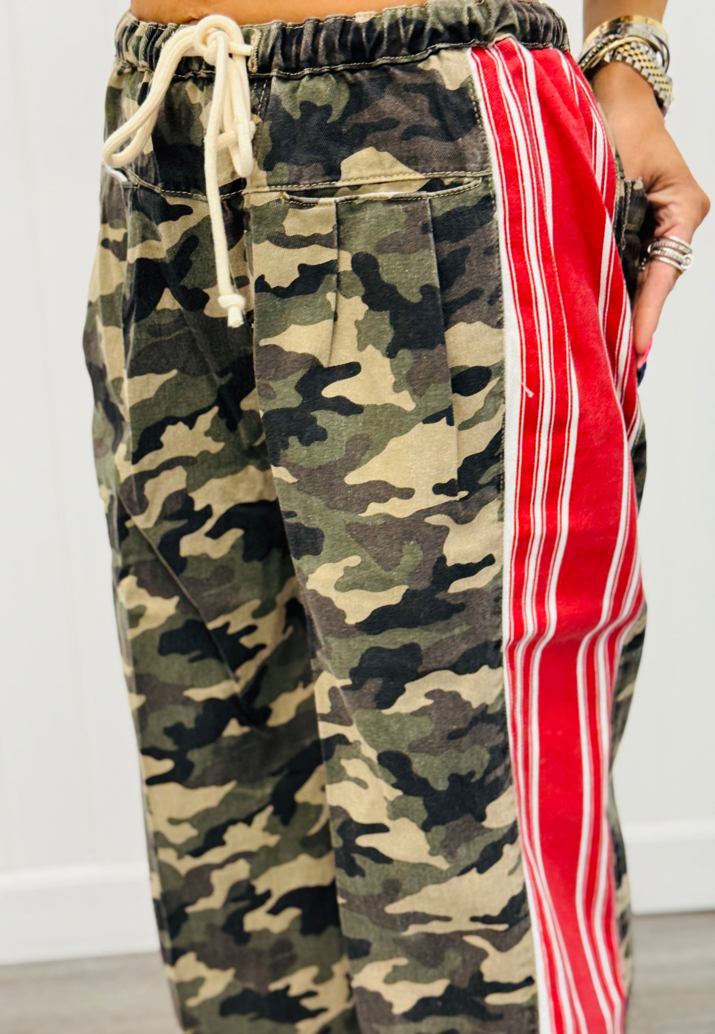 Camo Red Sport Stripe Drawstring Pants (Reg.)