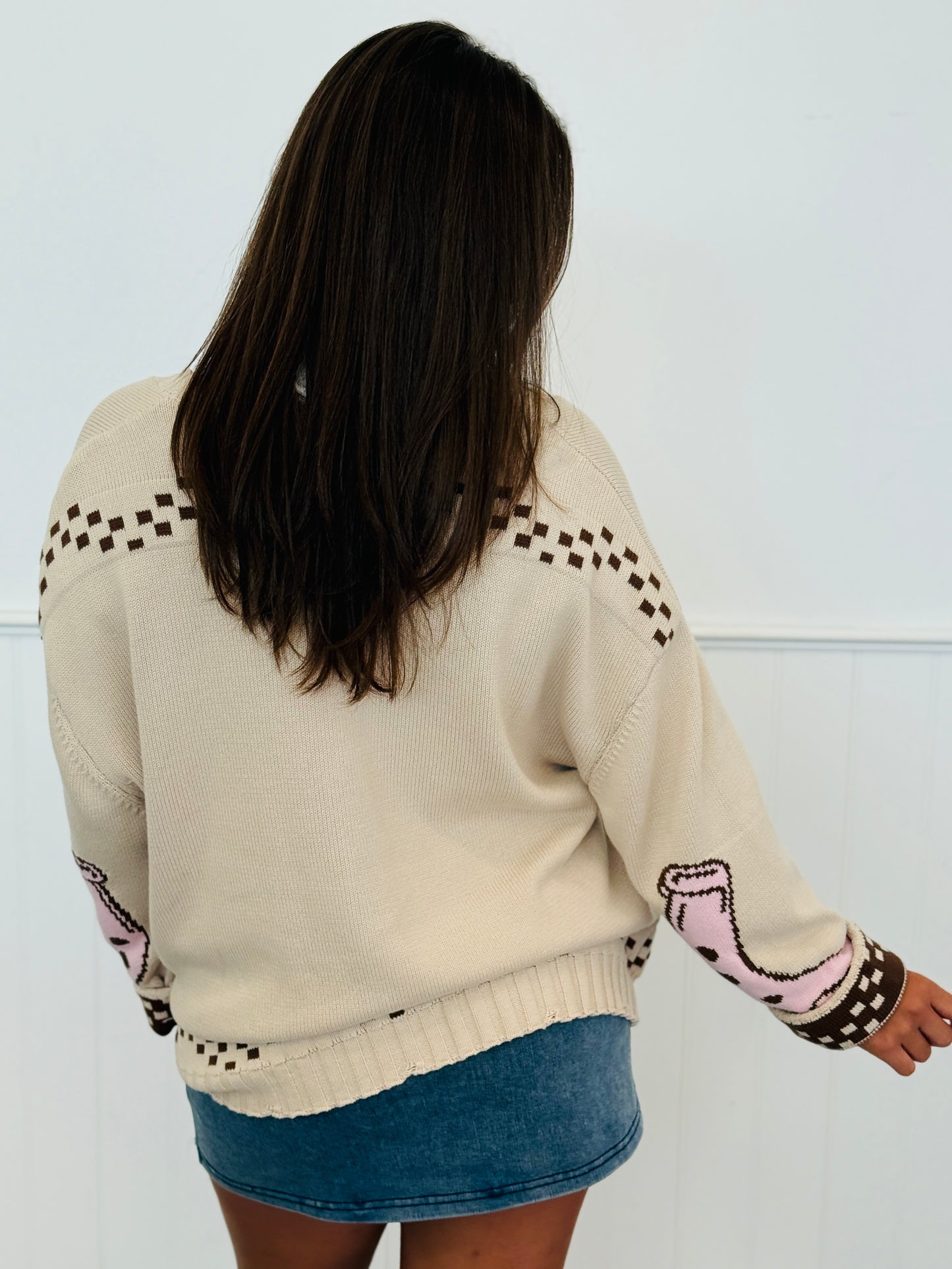 Taupe Horse Button Up Cardigan (Reg.)