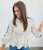 Polka Dot Peplum Track Jacket (Reg and Plus)