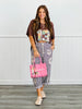 Burgundy Peace Sign Pinstripe Palazzo Pants (Reg. and Plus)