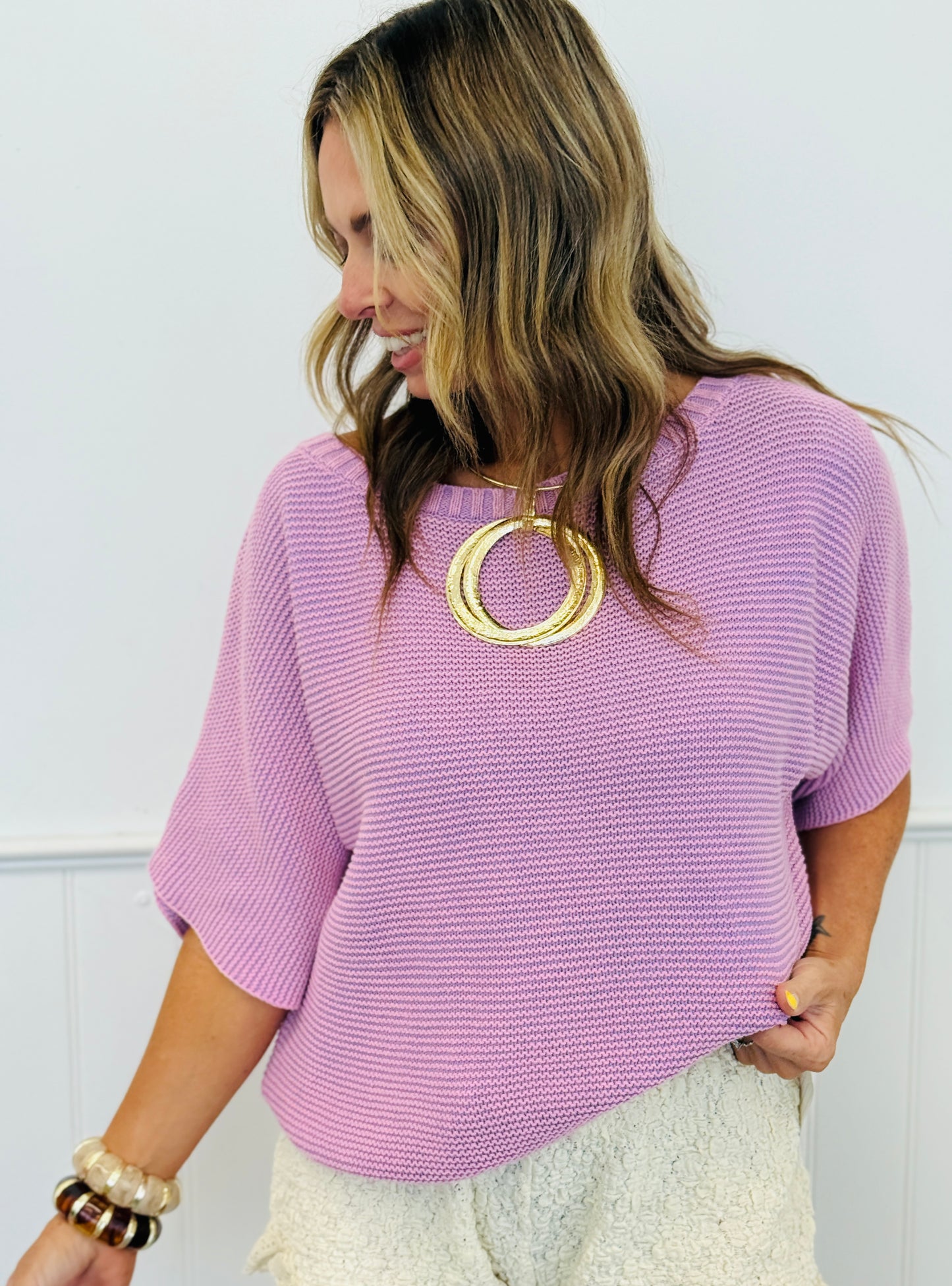 Washed Knit Dolman Sleeve Top (Reg.) - 4 Colors