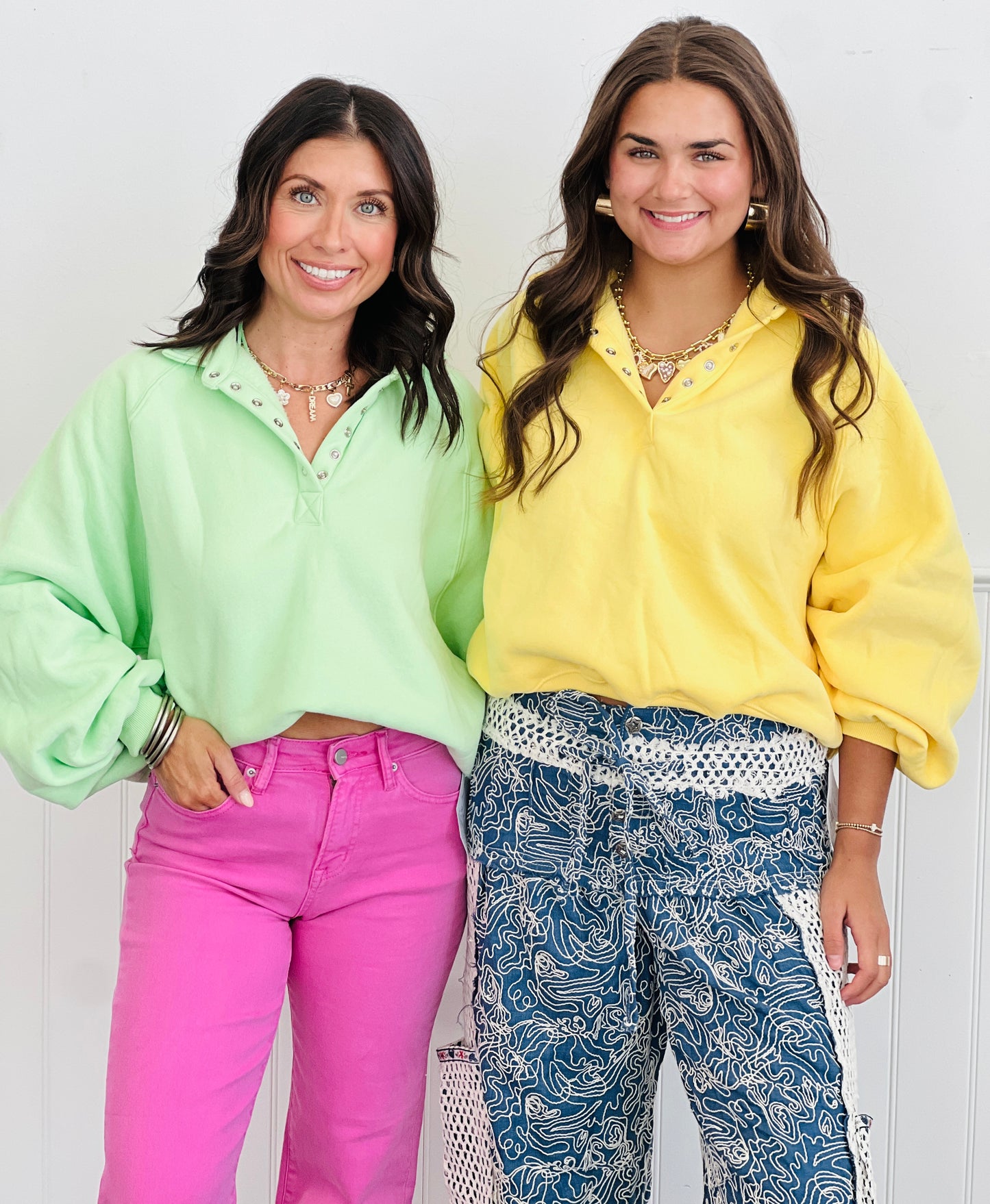 Snap Button Pullover Sweatshirt (Reg.)-2 Colors