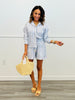 White/Blue Striped Shirt & Short Set (Reg & Plus)