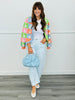 Queen Of Sparkles Pastel Colorblock Easter Bunny Cardigan (Reg. & Plus)