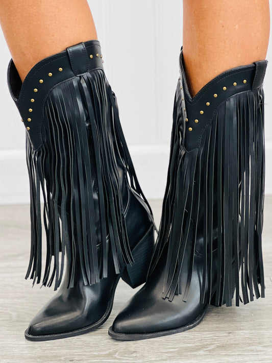 Black Fringe With Benefits Boots