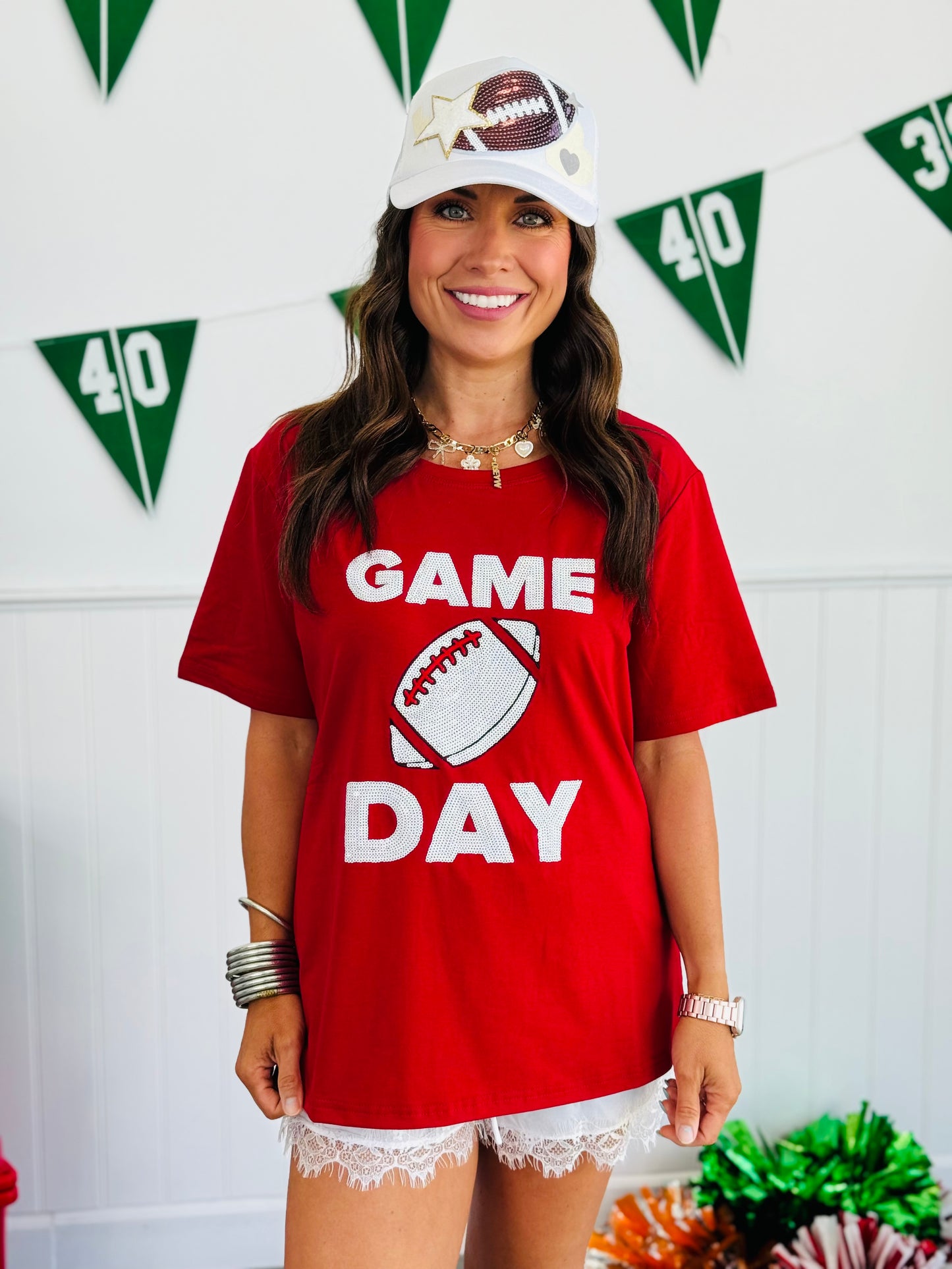 Sequin Game Day Football Top (Reg. and Plus) - 5 Colors