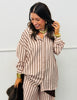 Pink Stripe Button Down Shirt, Pant & Scarf Set (Reg.)